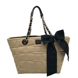 Kate Spade Tan Straw Coal Tote Bag